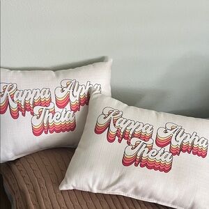 Retro Kappa Alpha Theta Decorative Pillow Set - Cream and Multicolor